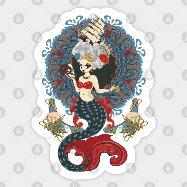 Roсoco mermaid art nouveau Sticker by AnnArtshock